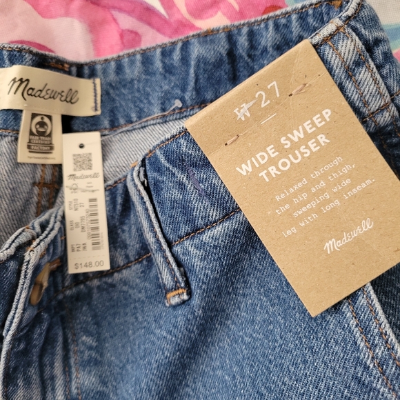Madewell Wide Sweep Denim Trousers sz 27 NT510 NWT - Picture 7 of 9
